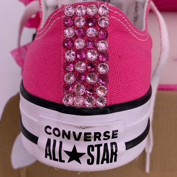 CONVERSE PINK EMBELLISHED CONVERSE T-SHOES SIZE 7 - Picture 5 of 16